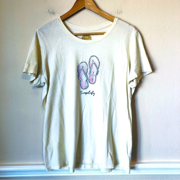 Life is good Flip Flop Neutral T-Shirt Coastal Beach Women’s Size Large - Picture 3 of 10